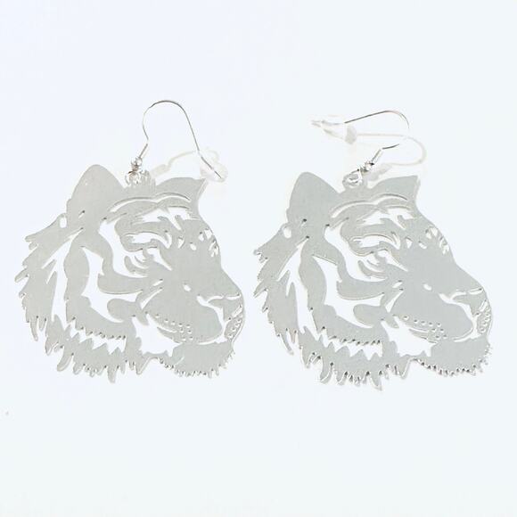 Cincinnati Bengals Tiger Silver Earrings - Picture 1 of 3
